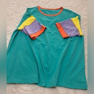 Teal Cotton Blend Top - Size L
